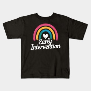 Rainbow Early Intervention Heart Teacher Interventionist Kids T-Shirt